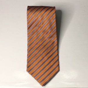 Ermenegildo Zenga Orange Burgundy and Light Blue Diagonal Striped Tie